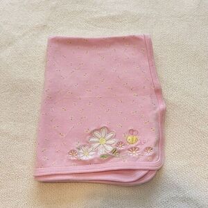 Just One Year Carter's‎ Pink Small Receiving Blanket Flowers Daisy Bumble Bee